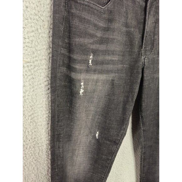 Vocal Jeans Waist 32 Tapered Distressed Jewel Bling Roll Cuff Black Denim - Picture 2 of 9